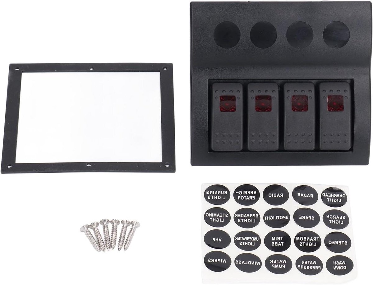 Allecto Plus - Waterdicht 4 Gang Schakelaar Panel voor Boot/RV - IP65 - Overbelasting Protector - DC12V 24V - Marine Control Panel