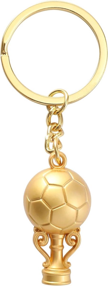 Keychain Trofee Voetbal Goud - Feestzakvulling - Geschikt voor Kinderen en Voetbalfans - Gouden Hanger - Eén Maat