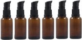 Lot de 3 flacons à pompe vides en verre ambré pour liquides - Distributeur de cosmétiques pour crème, lotion et fond de teint (30 ml/1 oz) - Pratique pour les articles de toilette de voyage