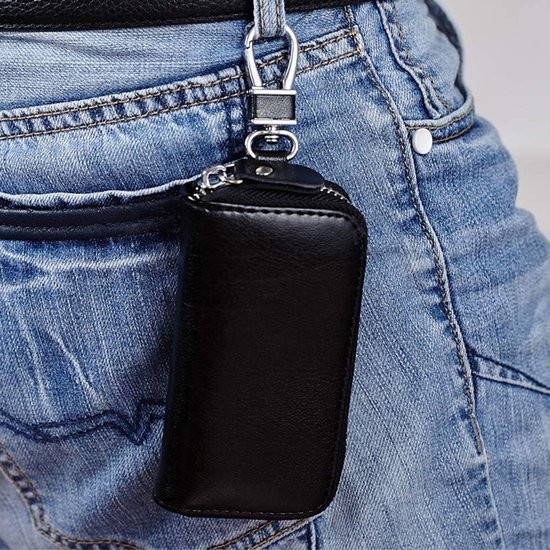 Allecto Plus - Leren sleutelhanger met 12 haken voor dames en heren - Uniseks portemonnee voor autosleutels