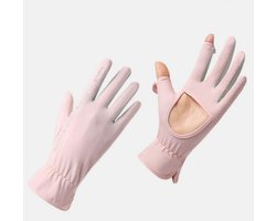 Dameshandschoenen - 22 cm lang - Polsomtrek van 15 cm - Zomerhandschoenen met UV-bescherming - Ontwerp met opening in de handpalm - 4 vingers van beide handen kunnen worden blootgesteld - Compatibel met smartphones - Koel gevoel - UPF 50+