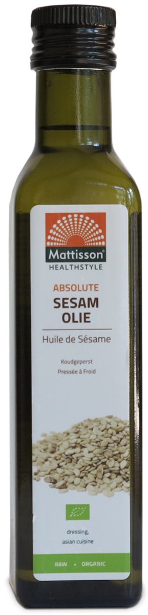 Mattisson - Biologische Sesam Olie - 100% Biologisch - Rijk aan Omega 6 - 250 ml
