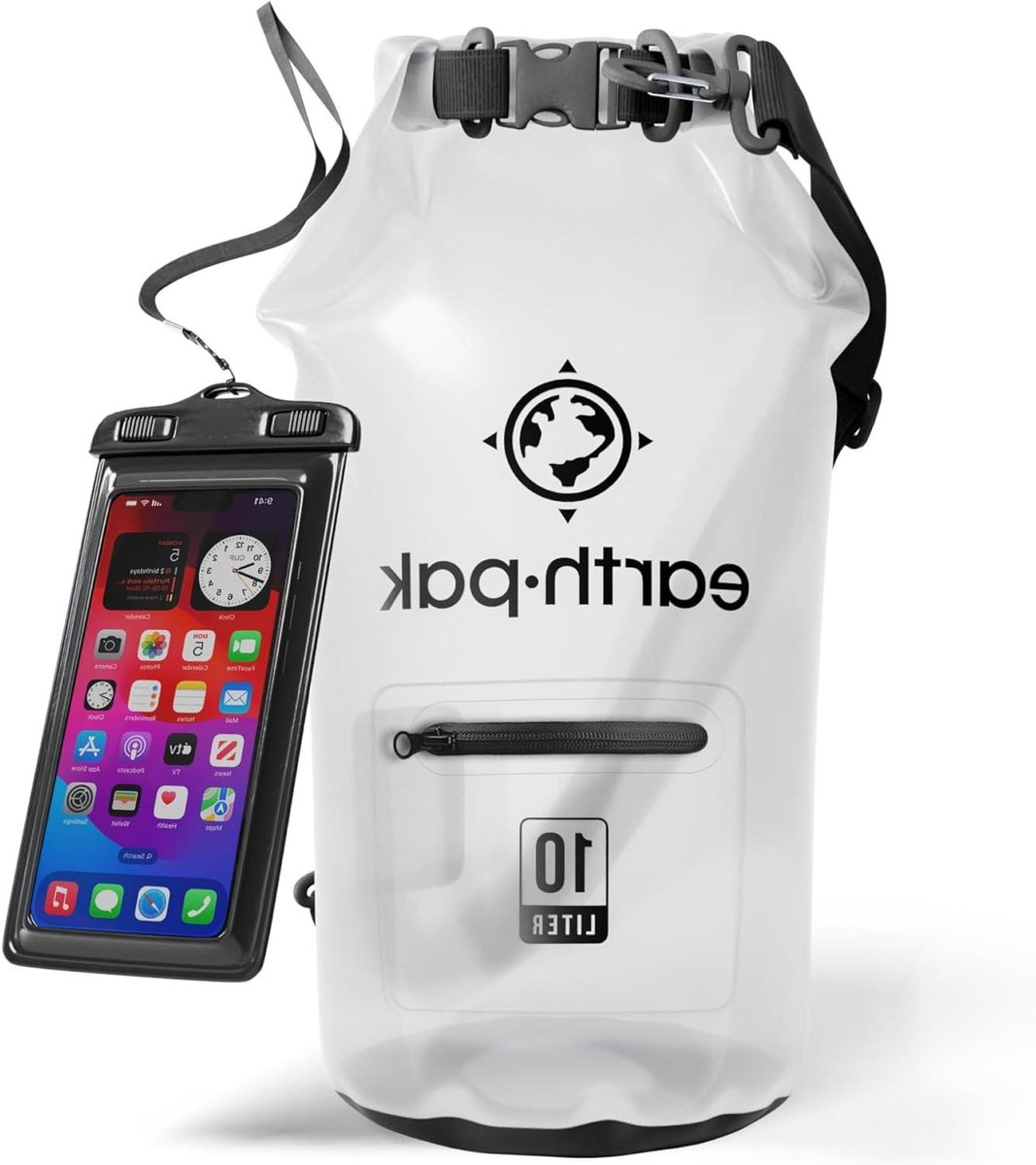Waterdichte Dry Bag met voorvak en waterdichte telefoonhoes - Ideaal voor kajakken, strand, raften, varen, wandelen, kamperen en vissen
