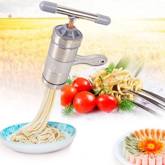 Multifunctional Manual Noodle Press Machine with 5 Noodle Moulds for Fettuccine and Spaghetti — afbeelding 2