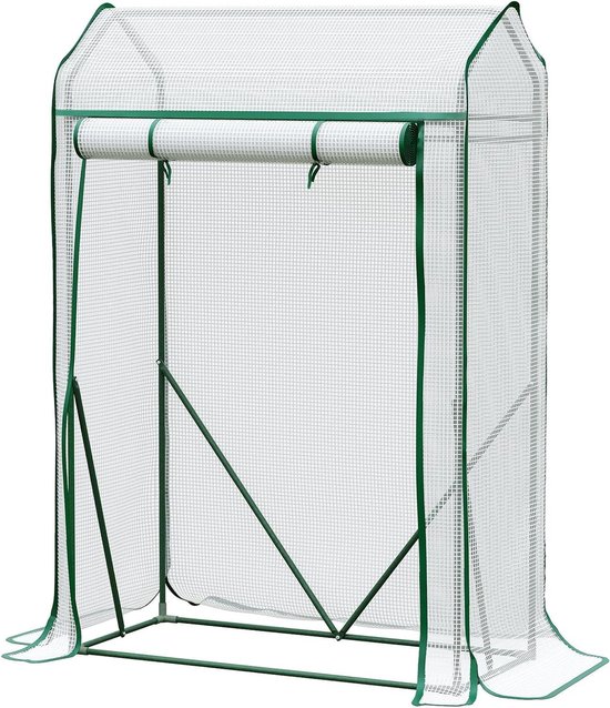 Foto: Pe pointed roof greenhouse 100 x 50 x 150 cm with roll up door uv protection for tomatoes fruit flowers plants courtyard outdoor white