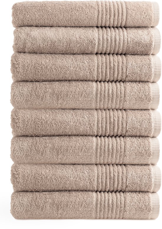 OUTLET BADTEXTIEL - set van 8 - badlaken 70x140 cm - beige
