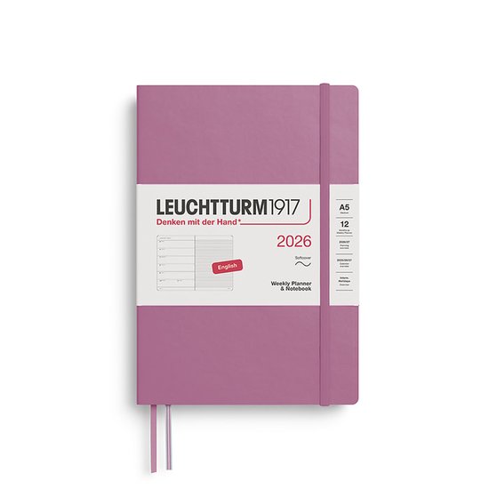 Leuchtturm1917 - Agenda 2026 - A5 Weekly Planner & Notebook 2026 softcover Dusty Rose - 15x21cm