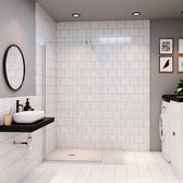 Douchewand Inloopdouche 86x195cm+F:140cm Stabilisatiestang,6mm nano veiligheidsglas,glanzend chroom profiel
