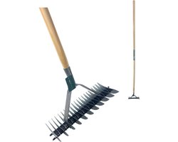 Synx Tools Verticuteerhark verzinkt - Gazonbeluchters - hark - Verticuteer / Harken - Bodembewerkers - Verticuteerharken - Tuinartikelen / Tuingereedschap - Inclusief Steel 150cm