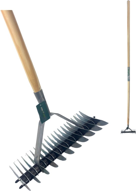Synx Tools Verticuteerhark verzinkt - Gazonbeluchters - hark - Verticuteer / Harken - Bodembewerkers - Verticuteerharken - Tuinartikelen / Tuingereedschap - Inclusief Steel 150cm