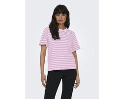 Only T-shirt Onllivina S/s Stripe Tee Jrs Noos 15272227 Bonbon/white Stripes Dames Maat - M