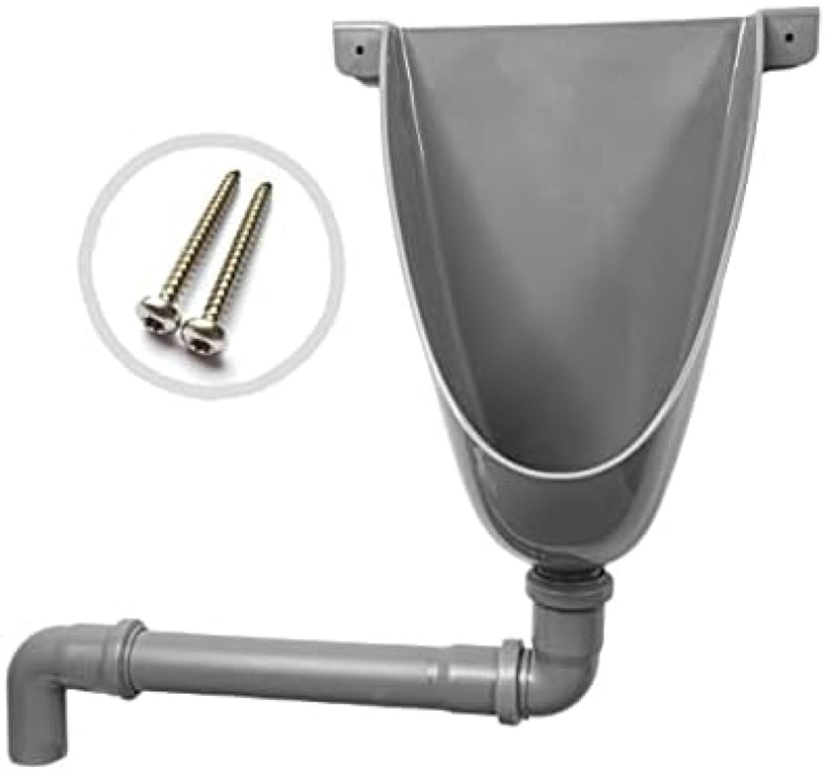 Urinoir, Waterloos urinoir voor camping, tuin, kelder en bouwplaats - Eenvoudig te installeren PVC urinoir met afvoerbuis en roestvrijstalen schroeven