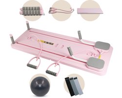 SOLVIK® Complete Pilates Set - 10-in-1 Pilates & Core Trainer - Inklapbaar Balansbord met Bal, Weerstandsbanden, Mat en Timer - Multifunctioneel Fitnessapparaat voor Thuis & Studio - Antislip & Duurzaam - Roze