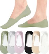 No Show Sokken voor Dames, Antislip Nylon Dunne Footies Onzichtbare Zijdezachte Lage Voering Sokken voor Loafers Flats 6 Paar (One Size)