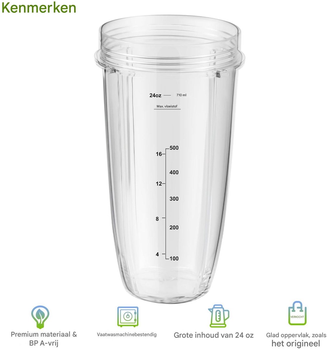 3-delige blenderkan set - Vervangende blender onderdelen - Compatibel met Ninja Juicer - 950 ml/700 ml/500 ml - Keukenaccessoires - transparant – foto 5