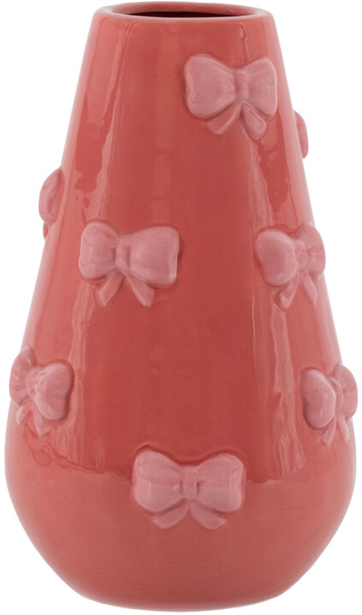homebound by ky Homebound-Aardewerk vaas- 'Soft bows'-roze-14x14x23cm
