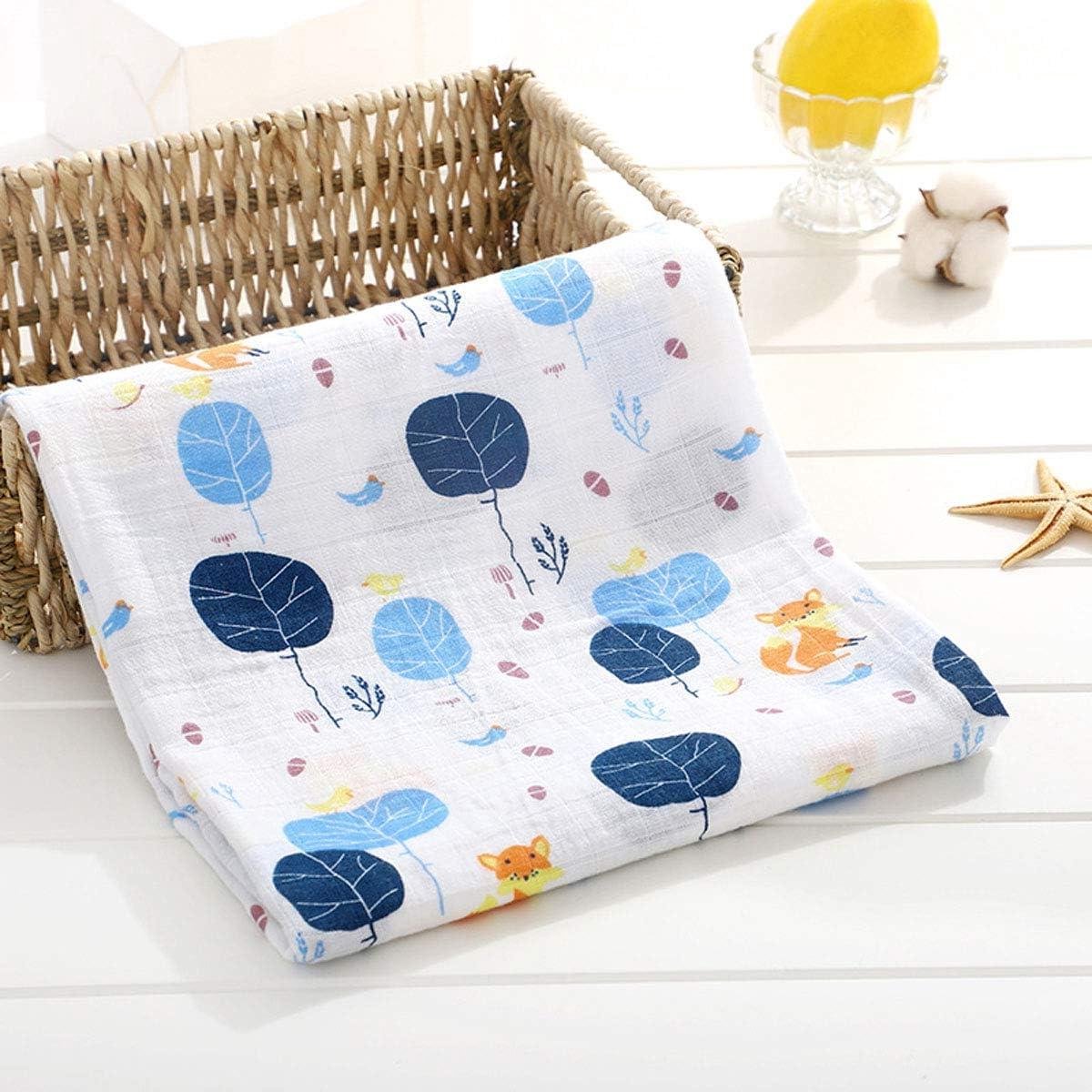 Wikkeldeken van 100% katoenen chiffon voor baby's met ronde bomenprint - ideaal als geboortecadeau - 120 x 110 cm