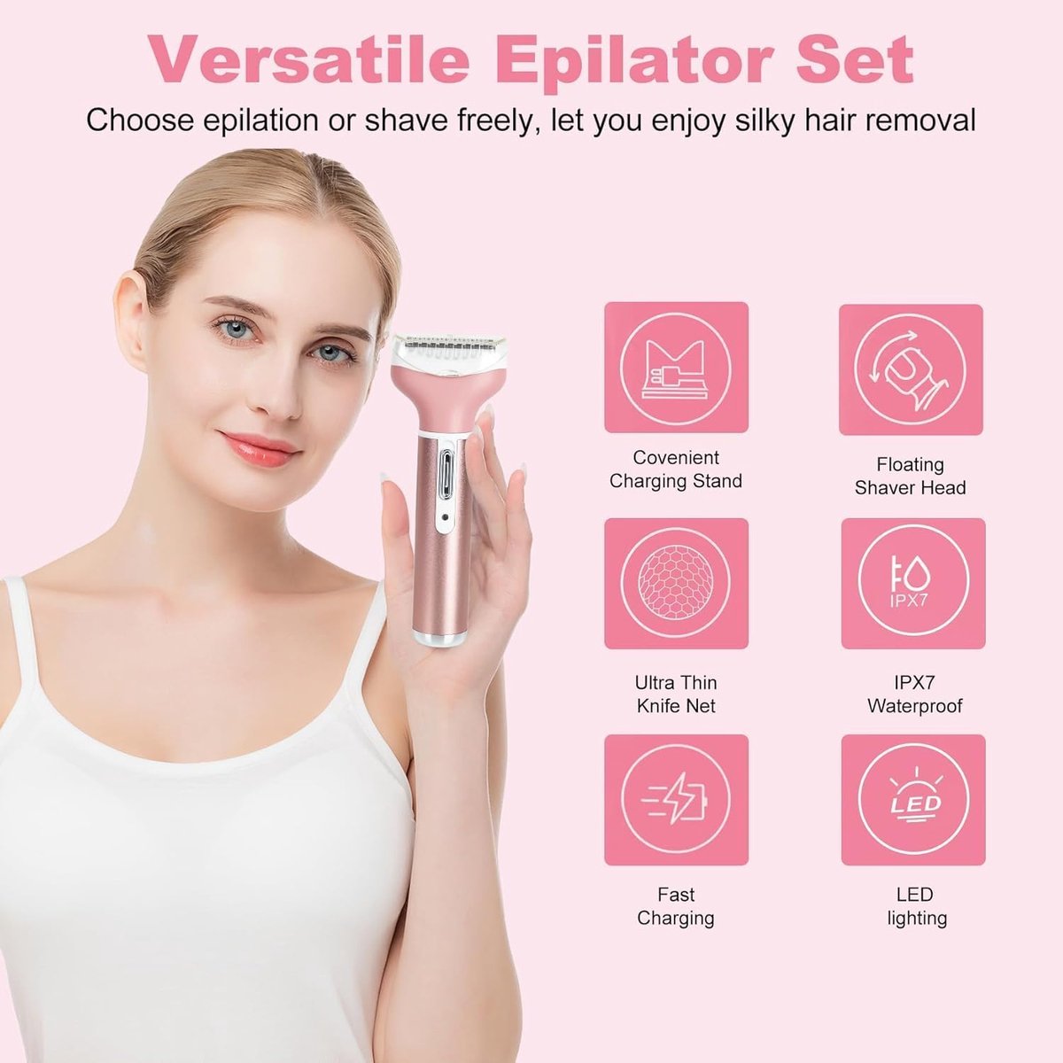 4-in-1 Gezichtsepilator Oplaadbaar – Gezicht, Oksel & Neus