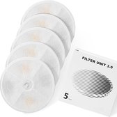 5x Filters geschikt voor Kattenfontein - 3-Laags Filtersysteem - Actieve Kool & Kokos - Waterontharder - Wit