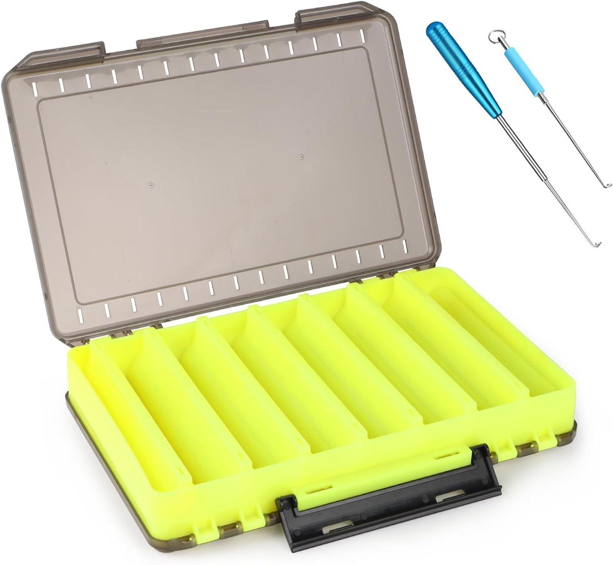 Dubbelzijdige visbox voor visaas met hakoplossers - Ideaal voor vissen - Handig formaat van 27 x 19 x 45 cm - Transparante kunststof visaccessoires.