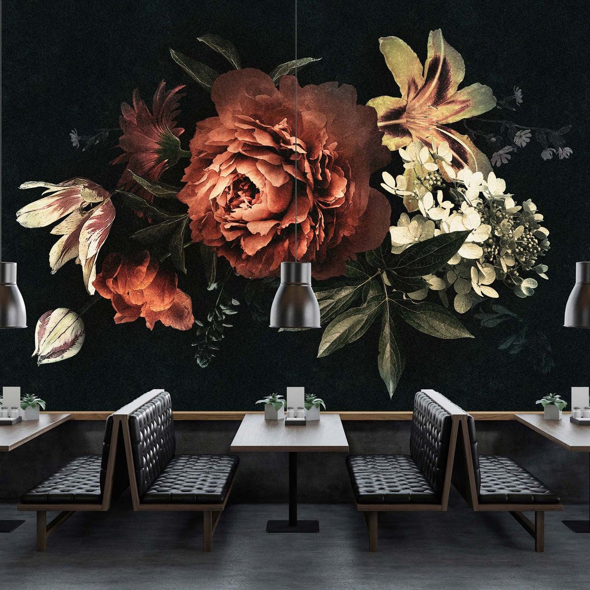 Grote bloemen behang roze zwart DD114162, BRICOFLOR.nl