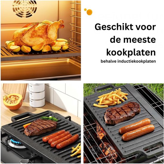 CLGP® Grillplaat Inductie - Bakplaat - Gietijzer - Zwart — afbeelding 2