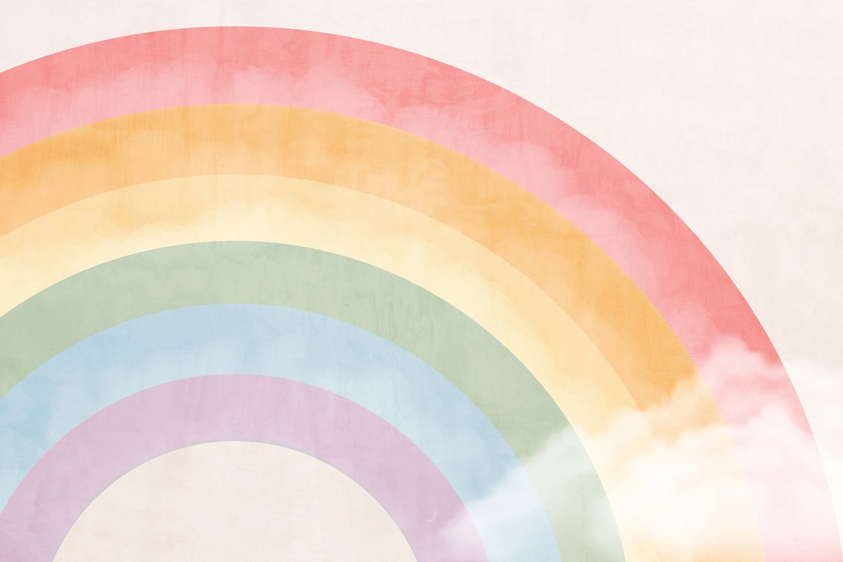 Fotobehang regenboog in kleurrijk crème