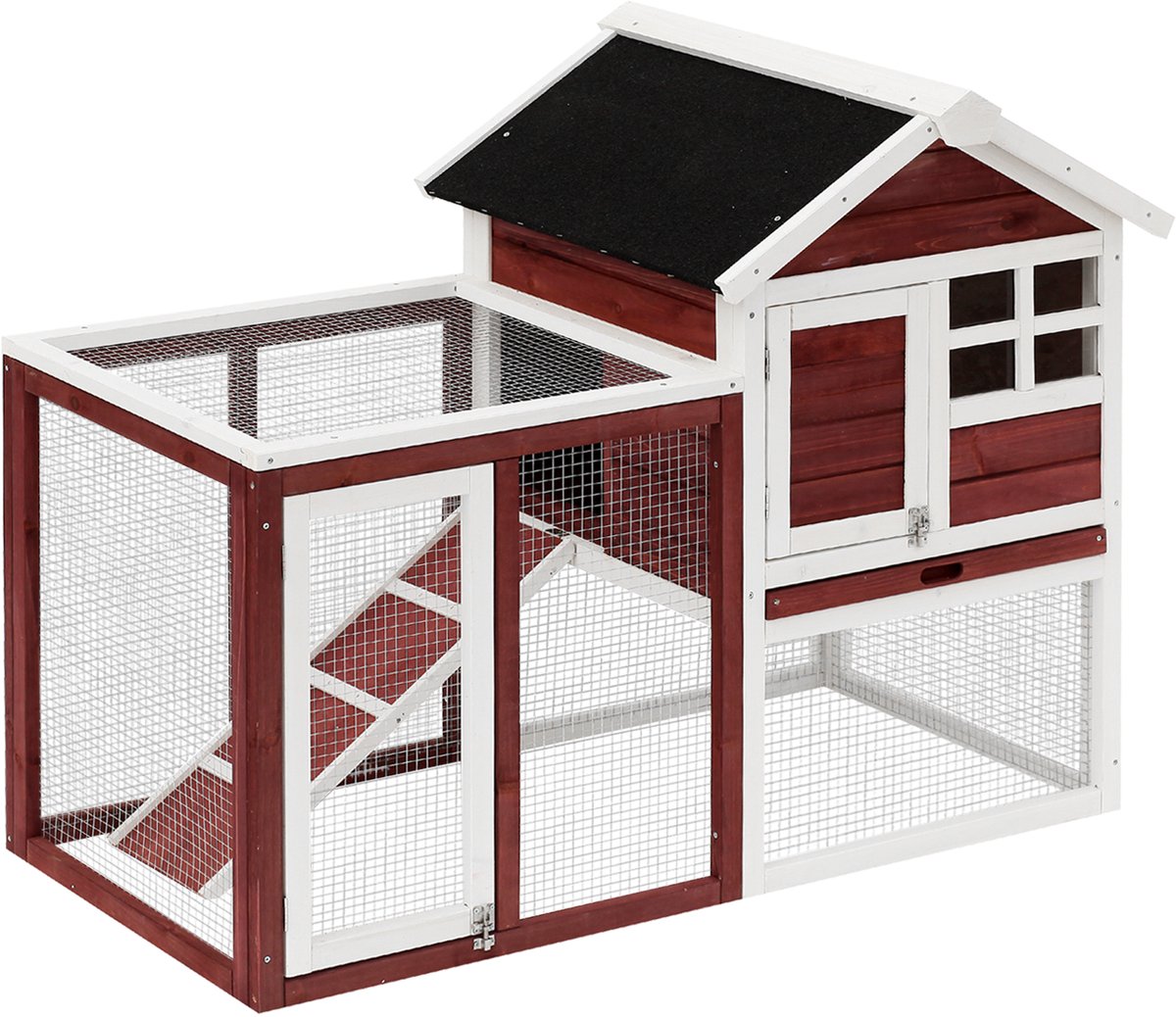 PawHut-Konijnenhok-Drankje-122x63x92cm-Rood