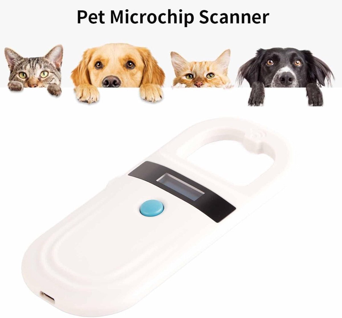 Microchip-taglezer for dieren, microchipscanner for huisdieren, 1000 stuks opgeslagen informatie, USB-aansluiting, leesafstand 0~20 cm, responstijd van 100 ms, for hond, kat, varken