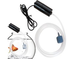 Aquarium Luchtpomp - 1m - Luchtpompje Aquarium - Luchtslang Siliconen - USB Mini Aquarium Luchtpomp - Luchtpomp - Zuurstofpomp - Krachtige en Stille Beluchting voor Grote Aquaria - met Luchtsteen en Siliconen Buis - Zwart