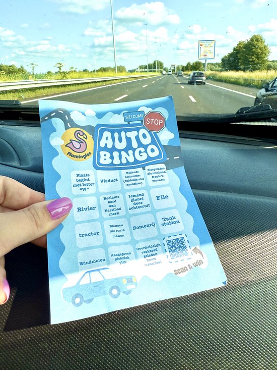 Flamingles Auto Bingo - Reisspel voor Onderweg - Spelletje voor in de Auto - Bingo voor Kinderen & Volwassenen - Vakantie Must-Have - Autospel Cadeau van Merkloos — afbeelding 3