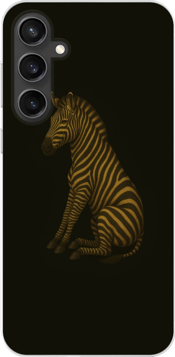 Telefoonhoesje Geschikt voor Samsung Galaxy S23 FE hoesje - Zebra - Strepen - Goud - Siliconen Telefoonhoesje Telefoonhoesje