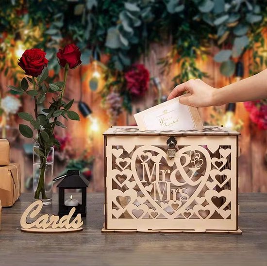 Boîte enveloppe de Luxe avec serrure | Mariage | Mariage | Jeux de cartes | Cadeau | Boîte enveloppe | M. & Mme