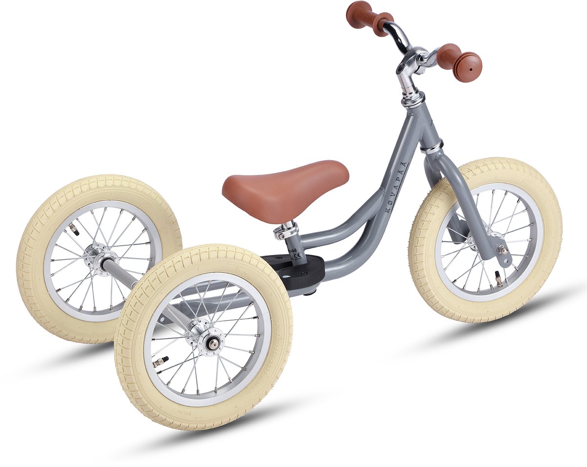 Køvapää Trike - 2 in 1 Loopfiets - 1.5 t/m 4 jaar - Met Naamsticker - 12 inch – Loopfiets - Grijs — afbeelding 13