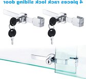 4 stuks glazen schuifdeur slot - kastveiligheidsslot vitrine - inclusief 8 sleutels