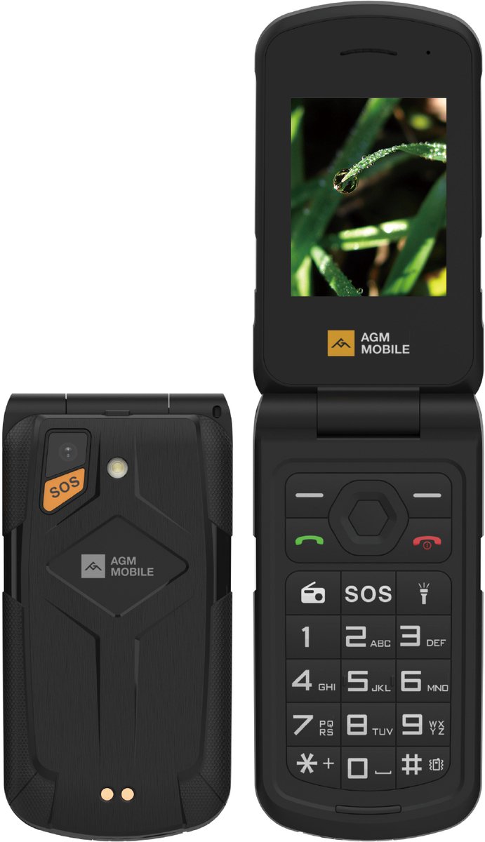 AGM M10 Klaptelefoon - Robuuste 4G fliptelefoon - IP69 - Zwart - SOS knop