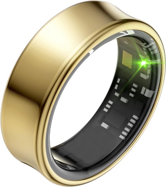 Foto: Focus s2 smart ring goud maat 6 ai coach hartslag menstruatiecyclus slaap monitor herstelscore slimme ring sport prestatie stappenteller ip68 waterdicht o2 meting dames heren wearables oplaad case beschermring