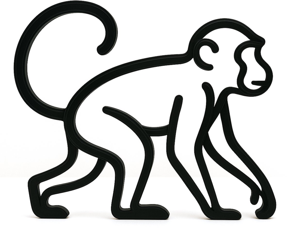 Aapbeeldje - zwart - 20 cm breed