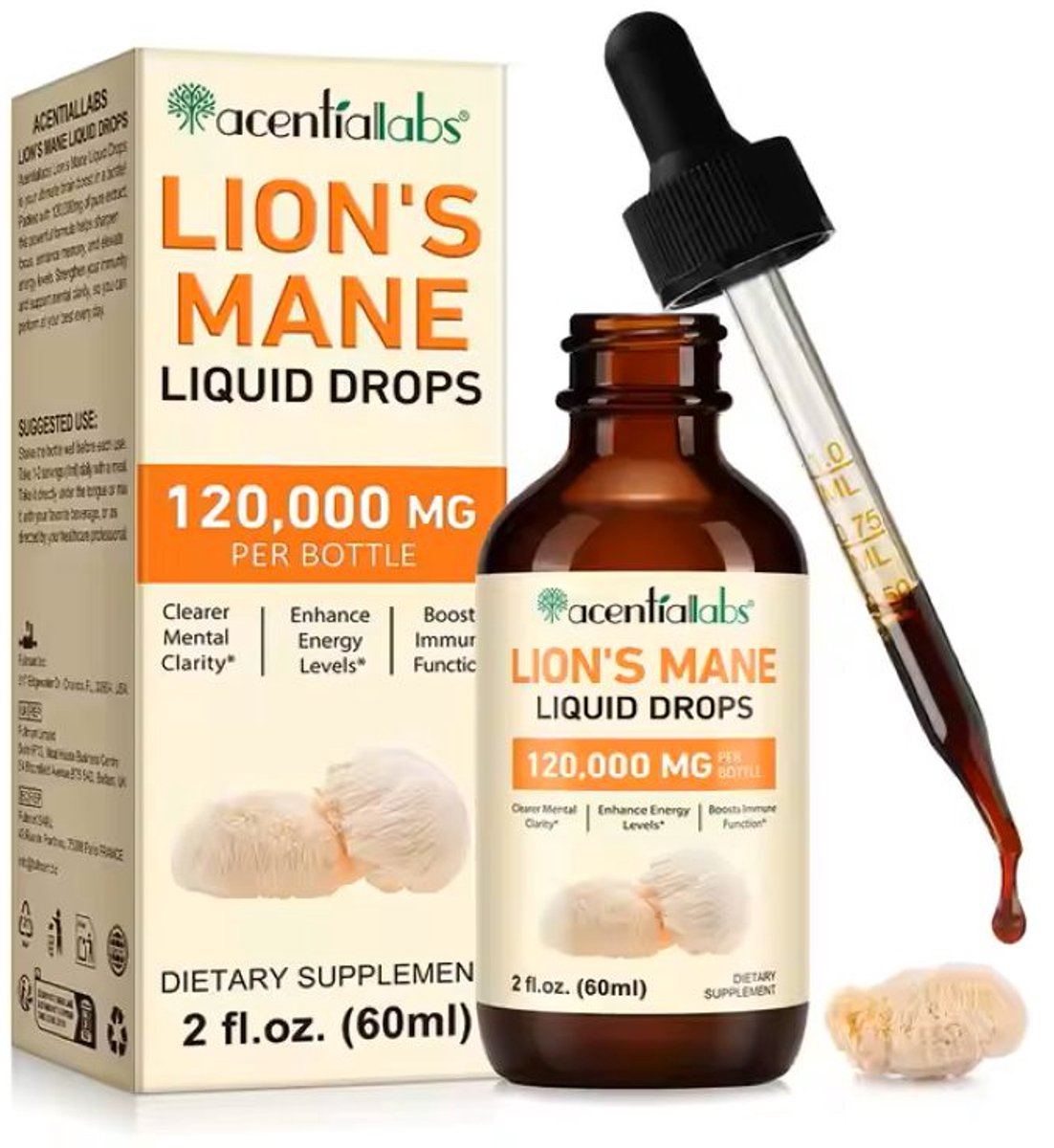 Lion's Mane druppels | Superfood | Focus | Vebeterd geheugen | Energie niveau | 2000mg |