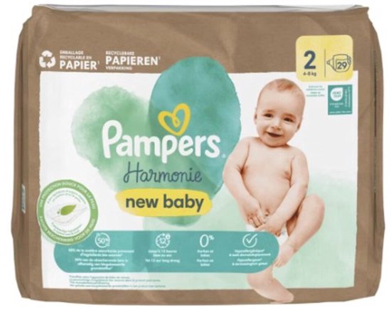 Pampers Harmonie Luiers Maat 2 (4-8 kg) - 4 x 29 stuks - Voordeelverpakking