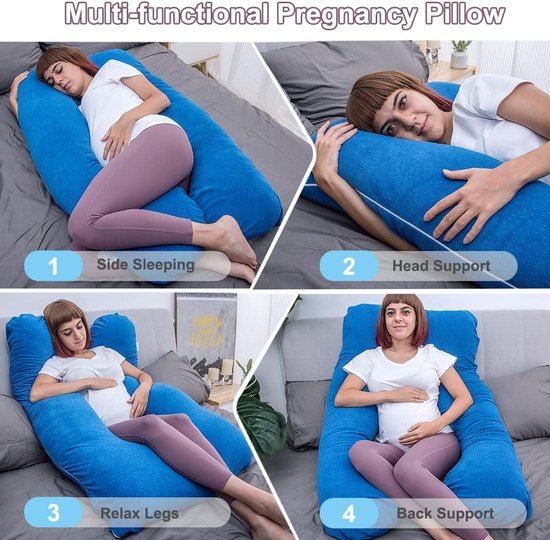 Coussin De Grossesse En Forme De U - Velours Doux - 145-160 Cm - Soutien Dos/Ventre - Allaitement