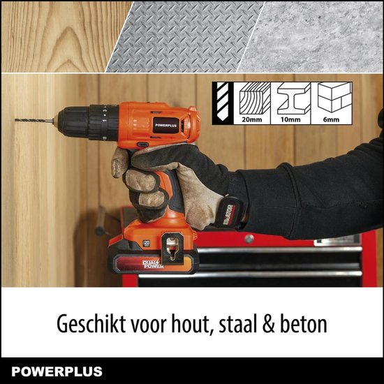 Dual Power batterij & lader set POWDP90620 - 20V, 2.0Ah batterij