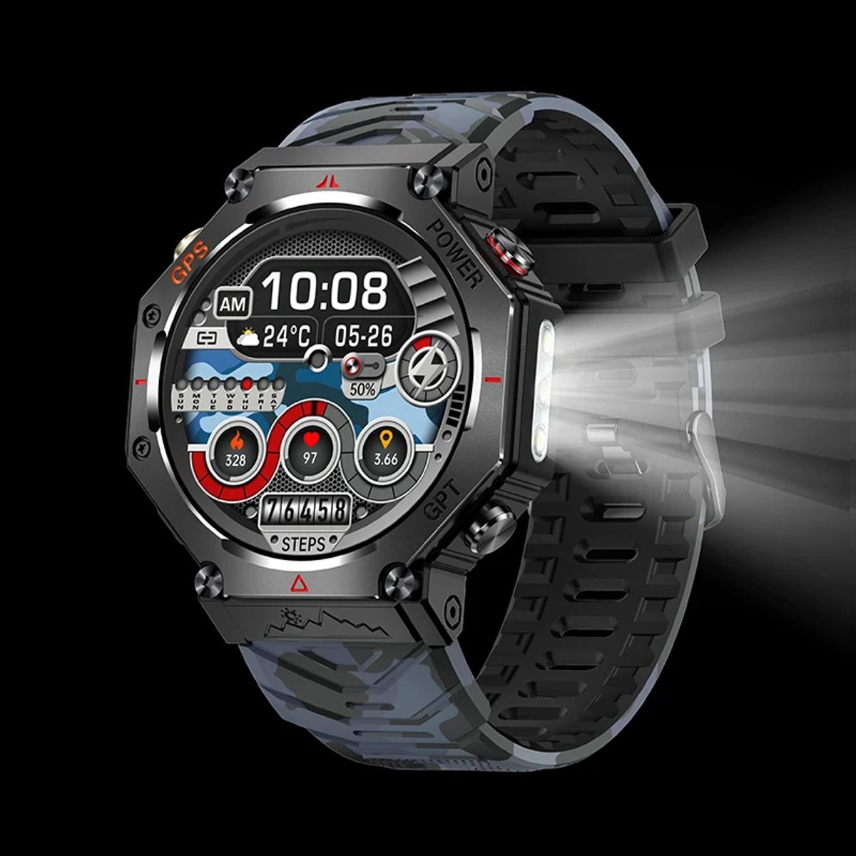 WizBay Premium Select® Smartwatch 1.39 AMOLED - CHATGPT Voice Assist - Bellen - GPS - Altitude Luchtdruk Meter - Kompas - Hart Monitor - O2 Bloeddrukmeter - Multi Sport Modi - Slaap - Message - Smartwatches - Zwarte Case - Zwarte TPU Band