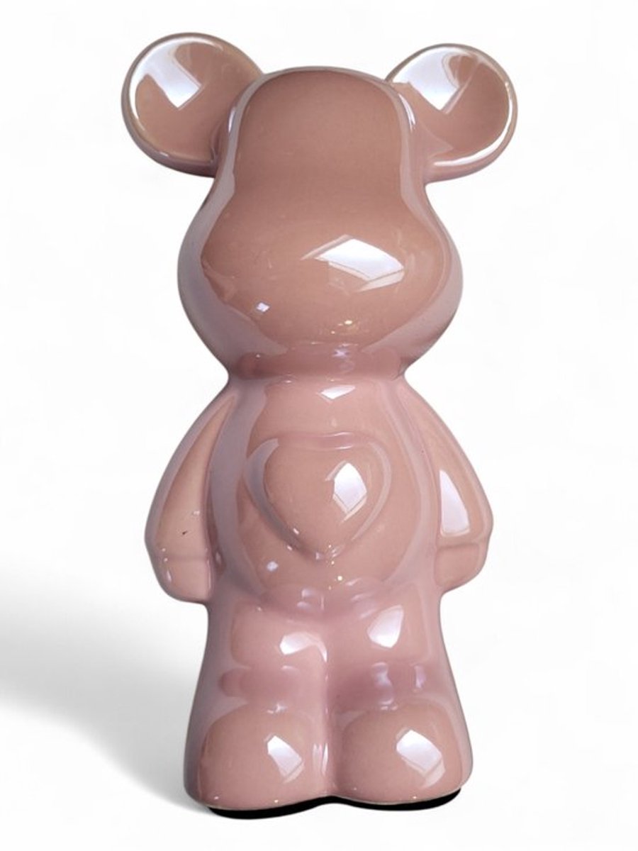 space bear - keramiek glossy beer - beer met hartje - roze