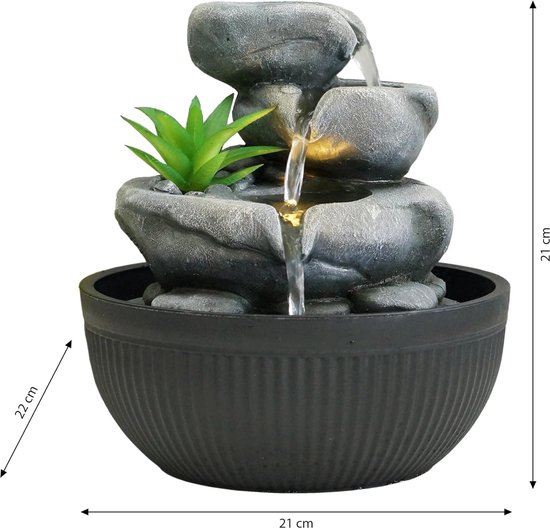 Kamerfontein, waterval, boeddha, lotuslicht, kleurrijk, interieurdecoratie, Feng Shui, cadeau-idee, Esprit Zen, met stille pomp, Zen'Light spiritualiteit, 21 x 21 x 26 cm
