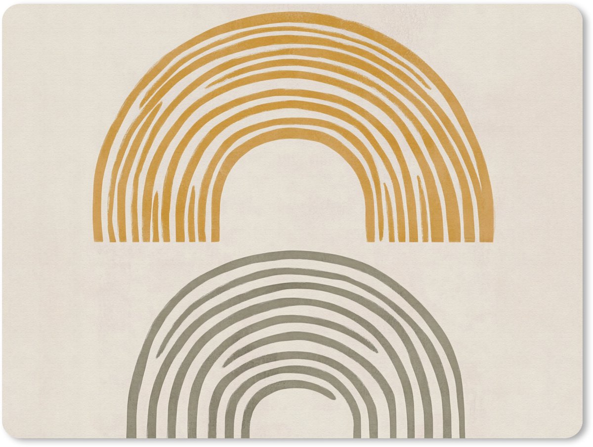 Muismat 23x19 cm - Mousepad Bogen - Lijnen - Oranje - Minimalistisch - Muismatten