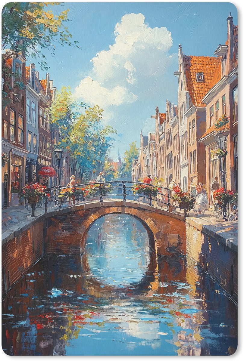 Muismat 18x27 cm - Mousepad Stad - Gracht - Zon - Fietsen - Muismatten