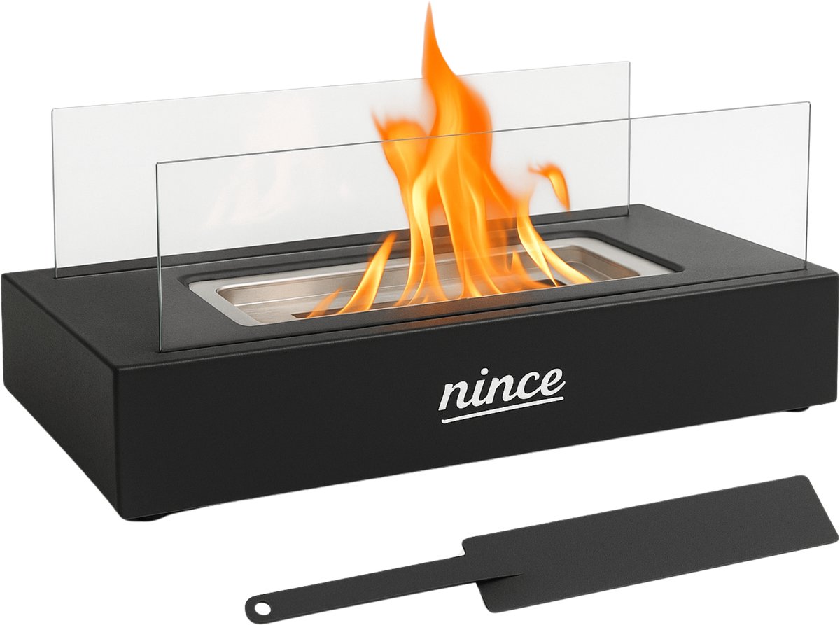 Bol.com Nince Tafelhaard - Sfeerhaard Bio Ethanol – 35cm Lang - Mat Zwart – Tafelhaard Buiten – Terrashaard – Tafelbrander Voor ... aanbieding