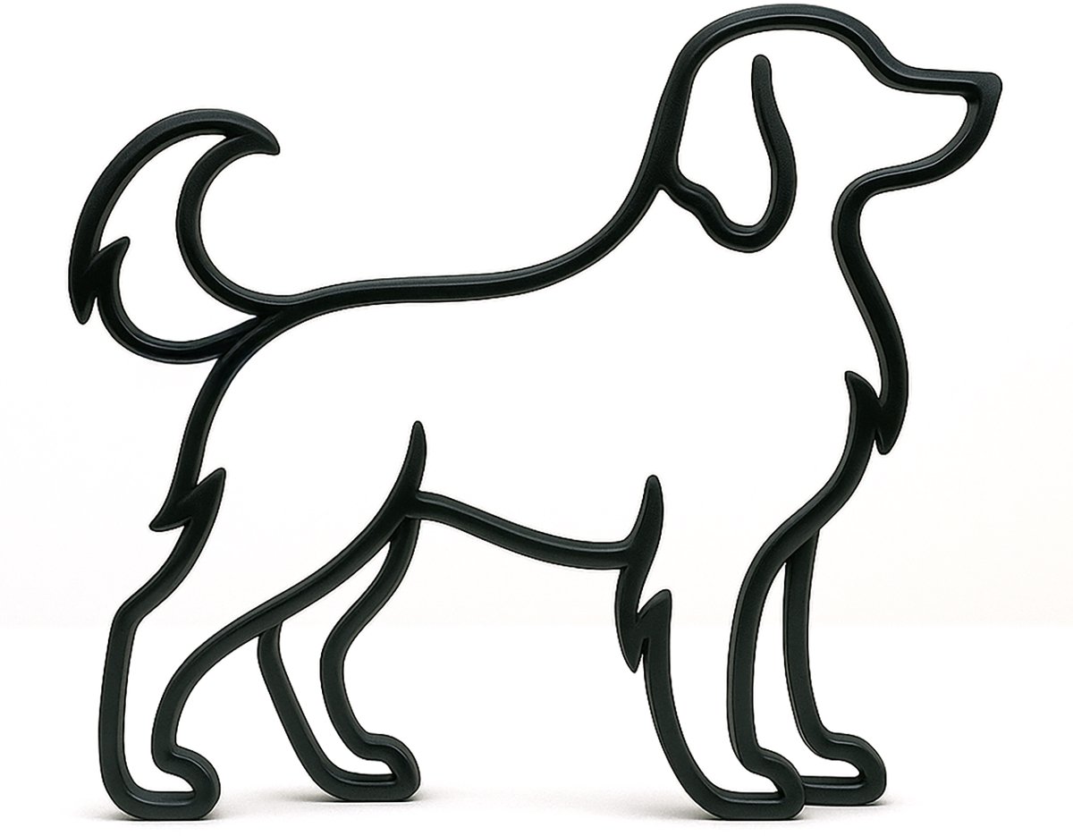 Friese Stabij - hondenbeeldje - zwart - 20 cm breed
