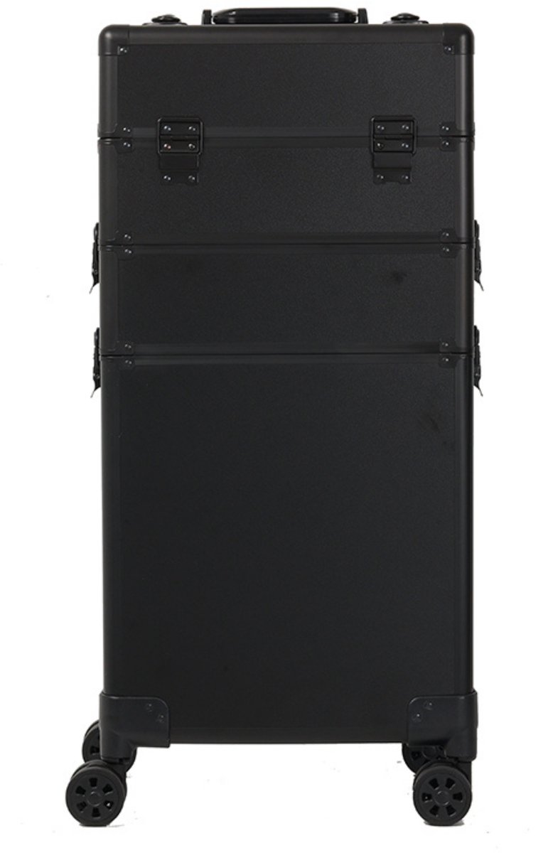 Guardian Beauty Nagel Beautycase met 8 wel - Aluminium - 3-in-1 - Make-up Trolley & Koffer - Cosmetica Organizer - Zwart - Kapper, Make-up, en Tattoo Artiest